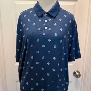 Southern Saint Golf Polo, Men's Size M, Short Sleeve, Navy and White